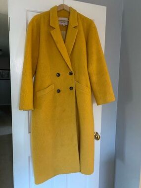 cinq a sept Mustard Yellow Double-Breasted Wool-Blend Pea Coat